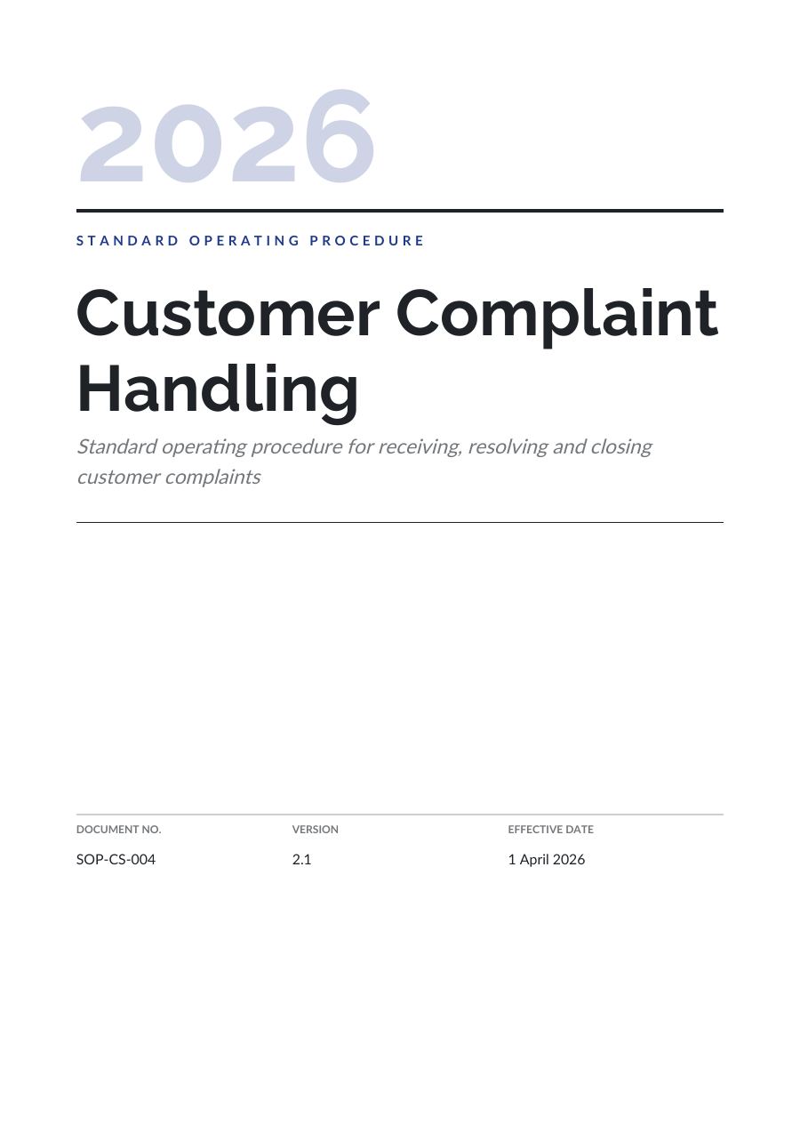 Customer Complaint Handling (Editorial · Raleway) — page 1