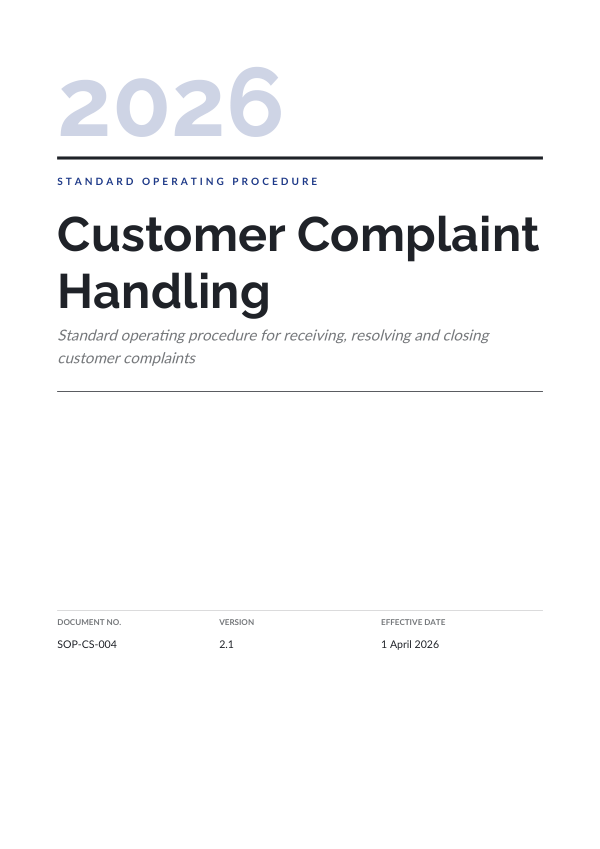 Customer Complaint Handling (Editorial · Raleway) — preview