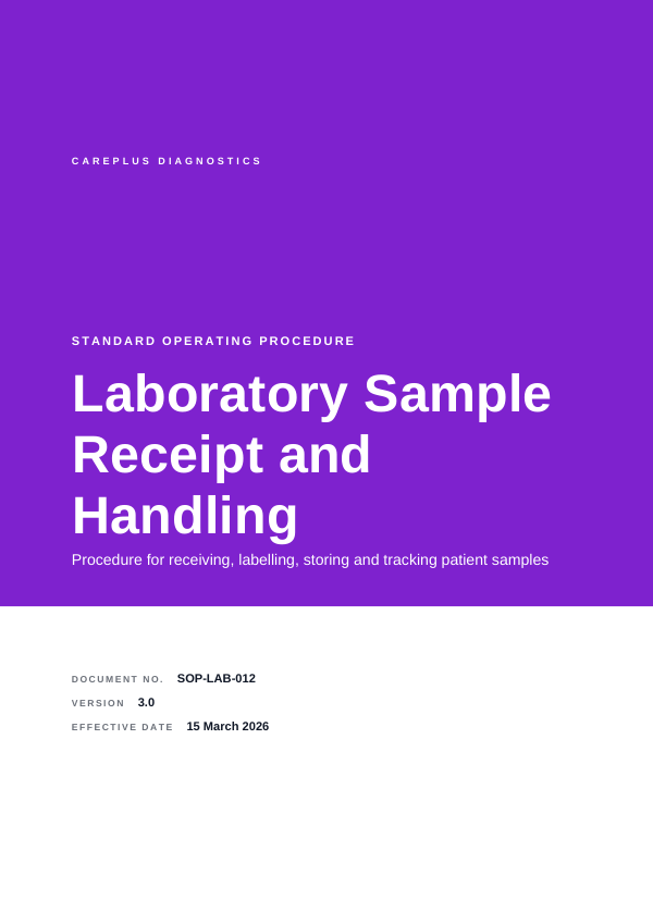 Laboratory Sample Receipt and Handling (Full Colour · Arial) — preview