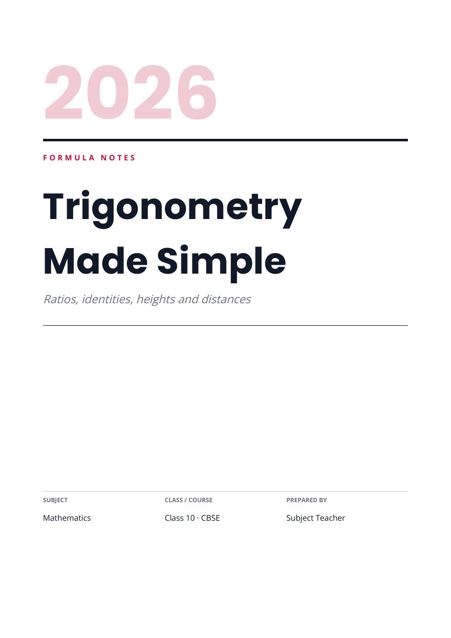 Trigonometry Made Simple — Study Notes (Editorial · Poppins) — page 1