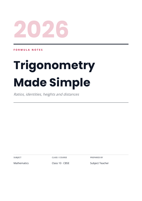 Trigonometry Made Simple — Study Notes (Editorial · Poppins) — preview