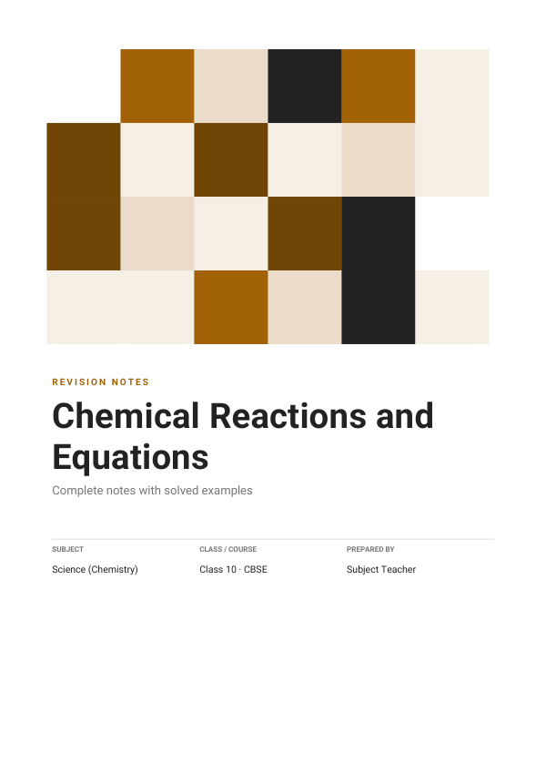 Chemical Reactions and Equations — Study Notes (Geometric · Roboto) — preview