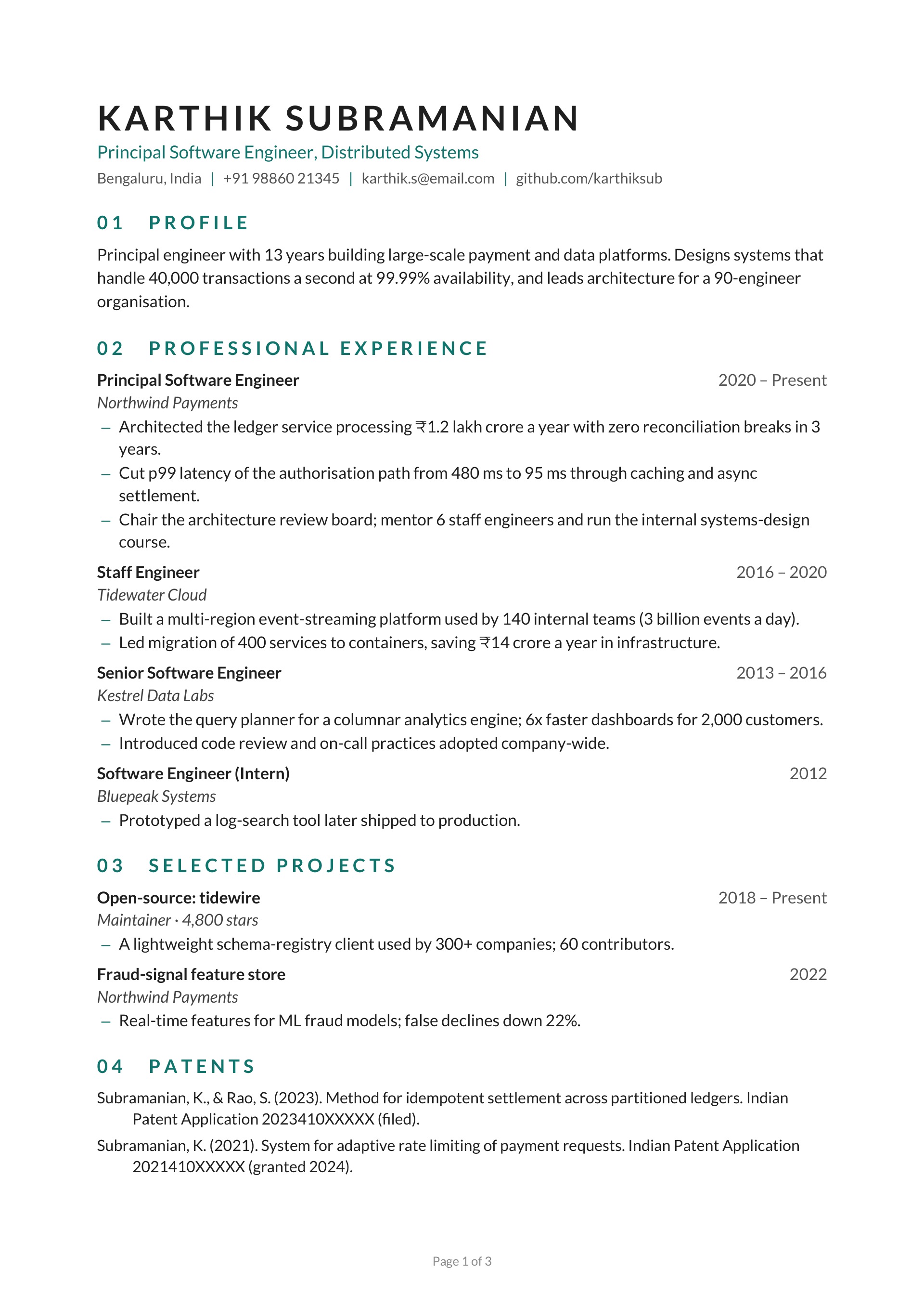Principal Software Engineer, Distributed Systems — page 1 preview