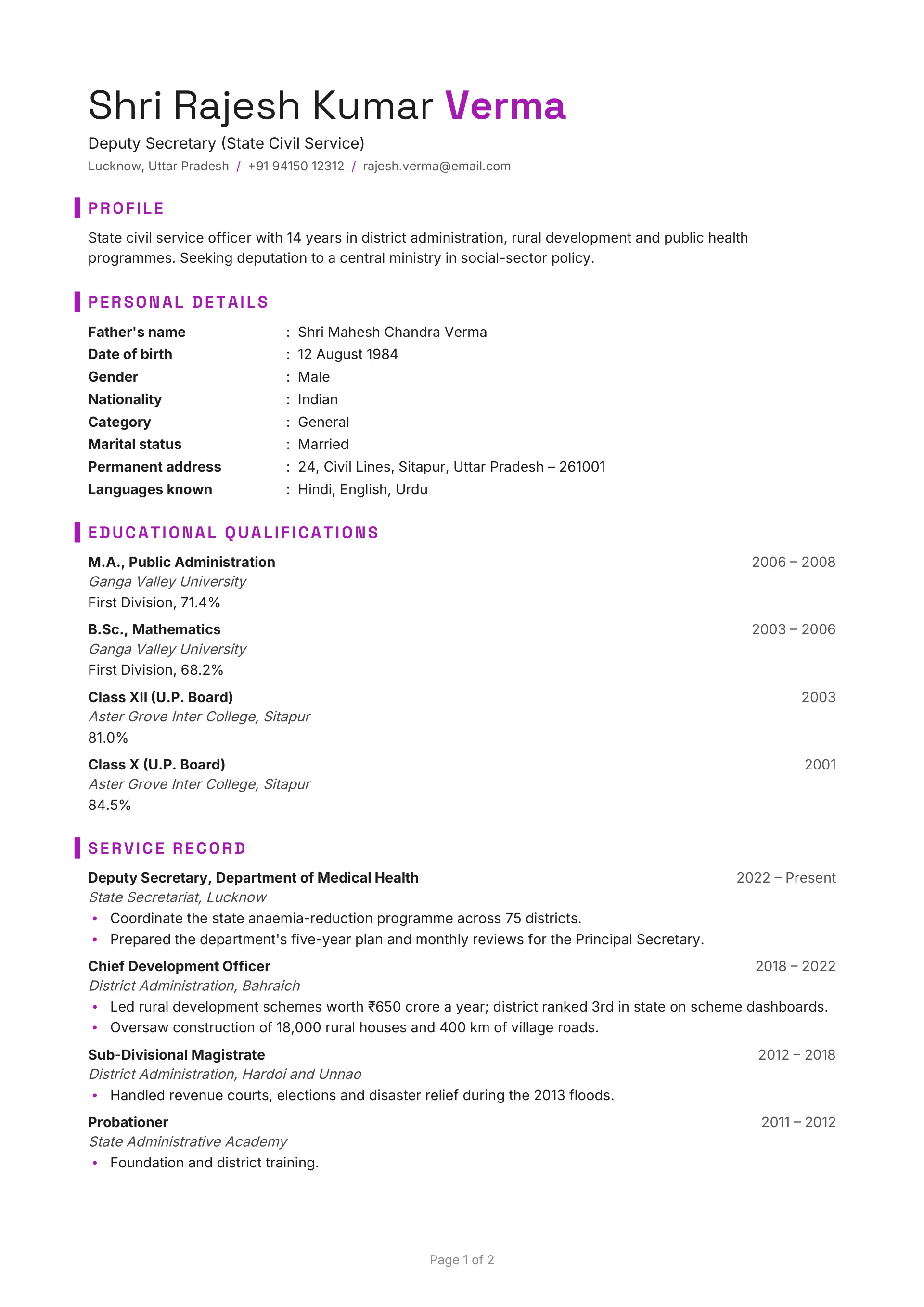 Deputy Secretary (State Civil Service) — page 1 preview