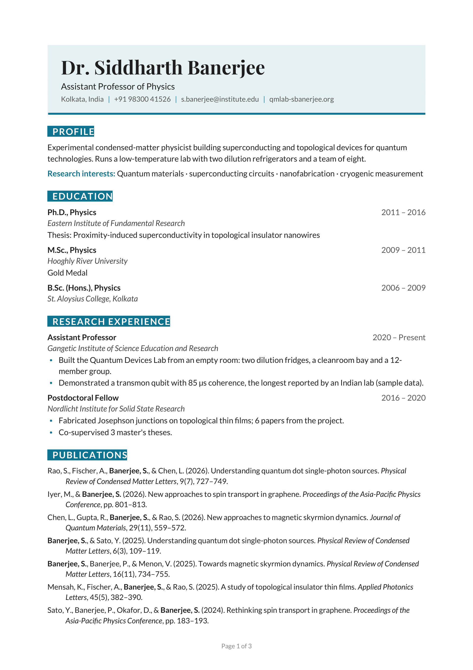 Assistant Professor of Physics — page 1 preview