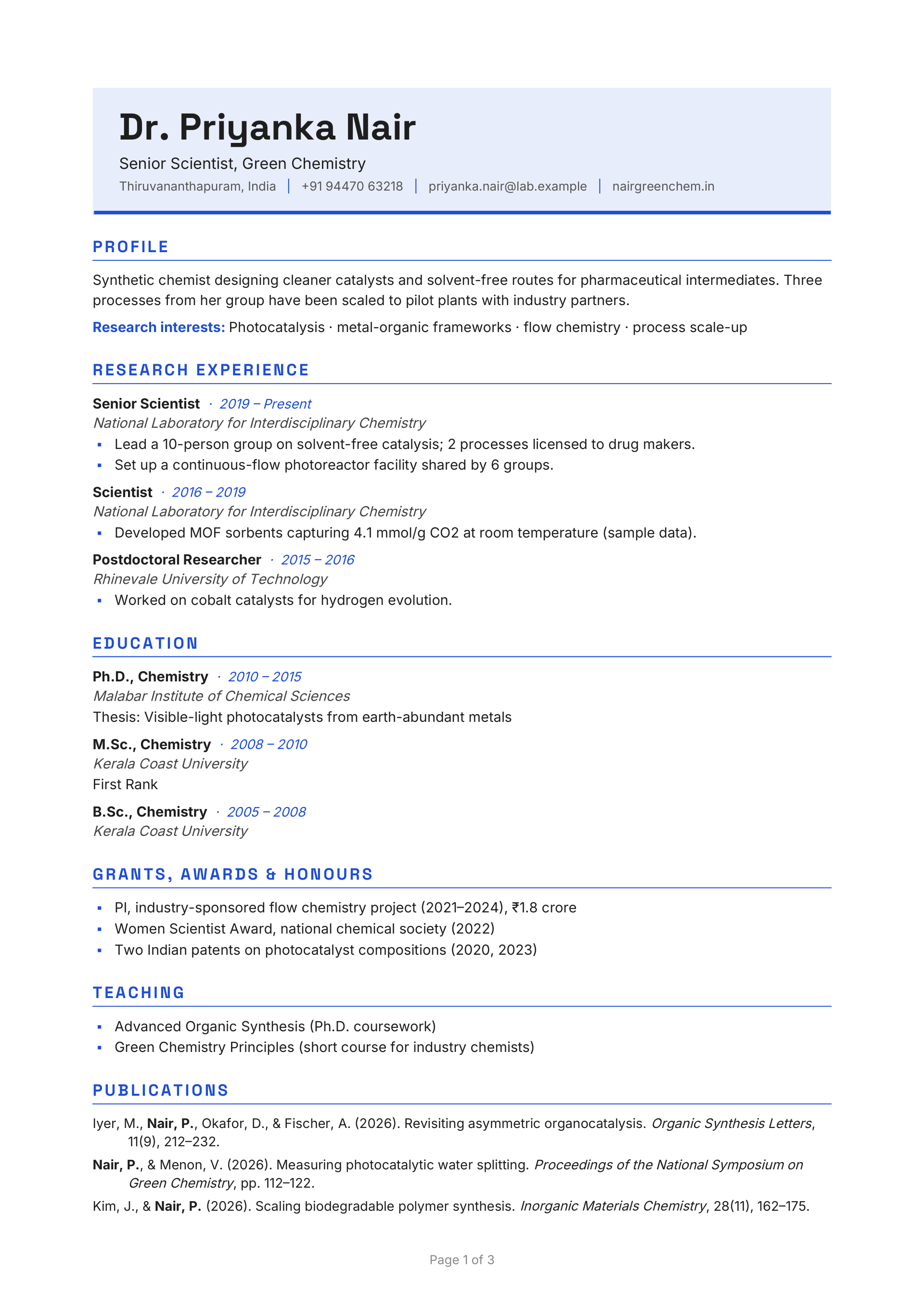 Senior Scientist, Green Chemistry — page 1 preview
