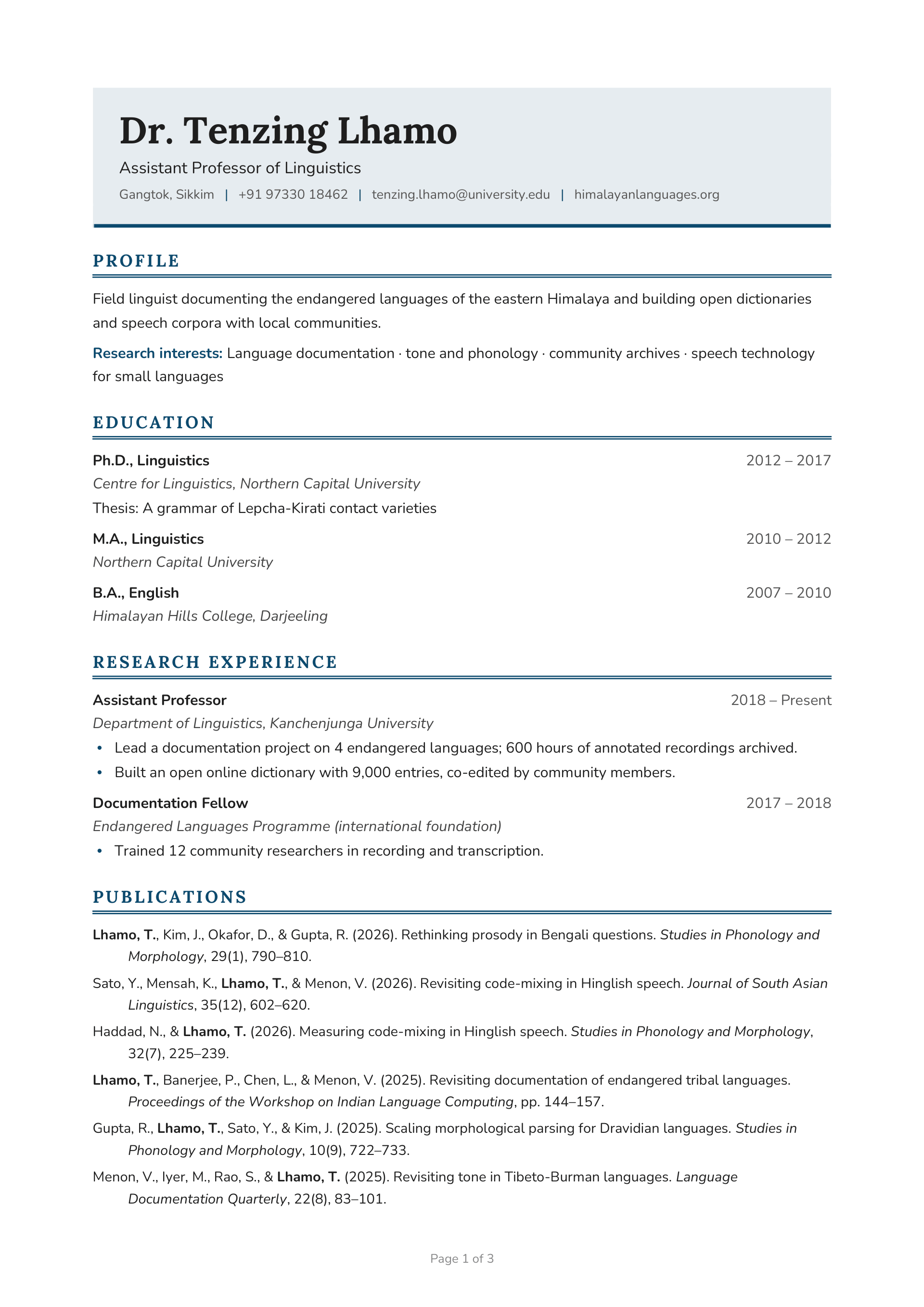 Assistant Professor of Linguistics — page 1 preview
