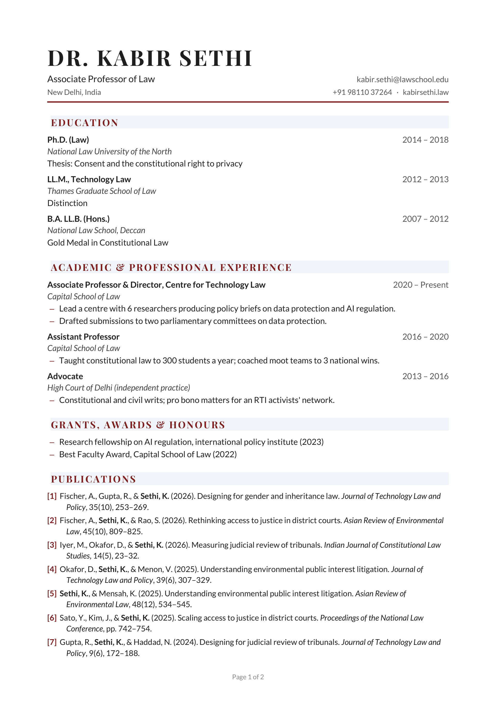 Associate Professor of Law — page 1 preview