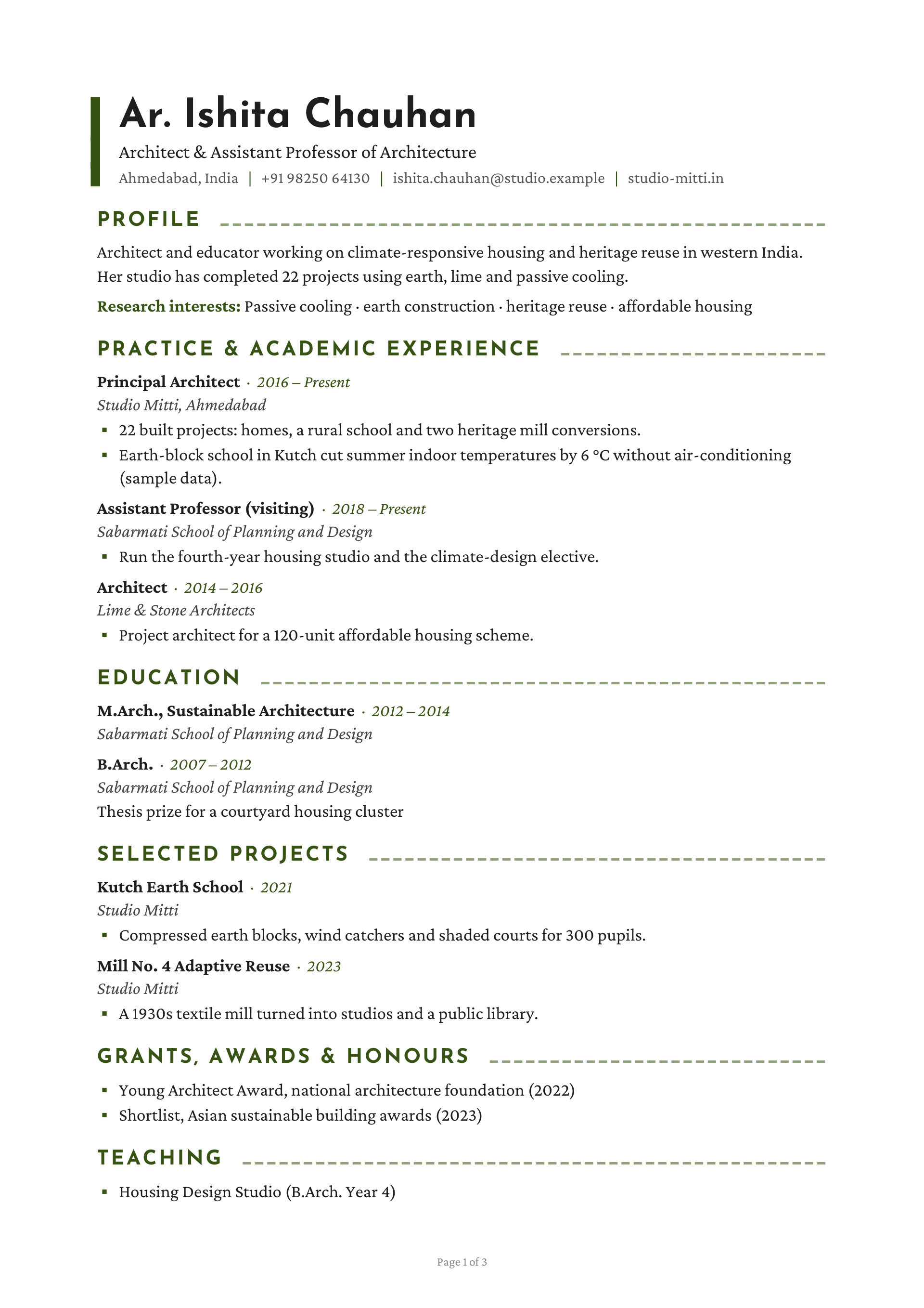Architect & Assistant Professor of Architecture — page 1 preview