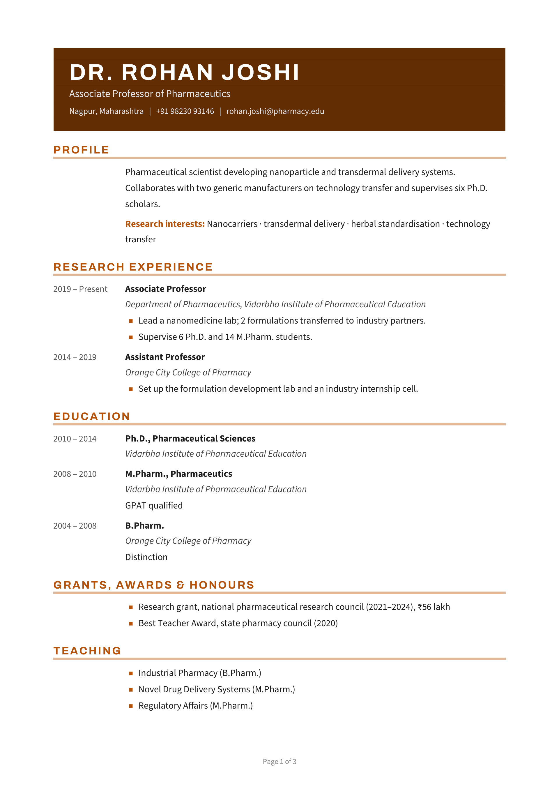 Associate Professor of Pharmaceutics — page 1 preview