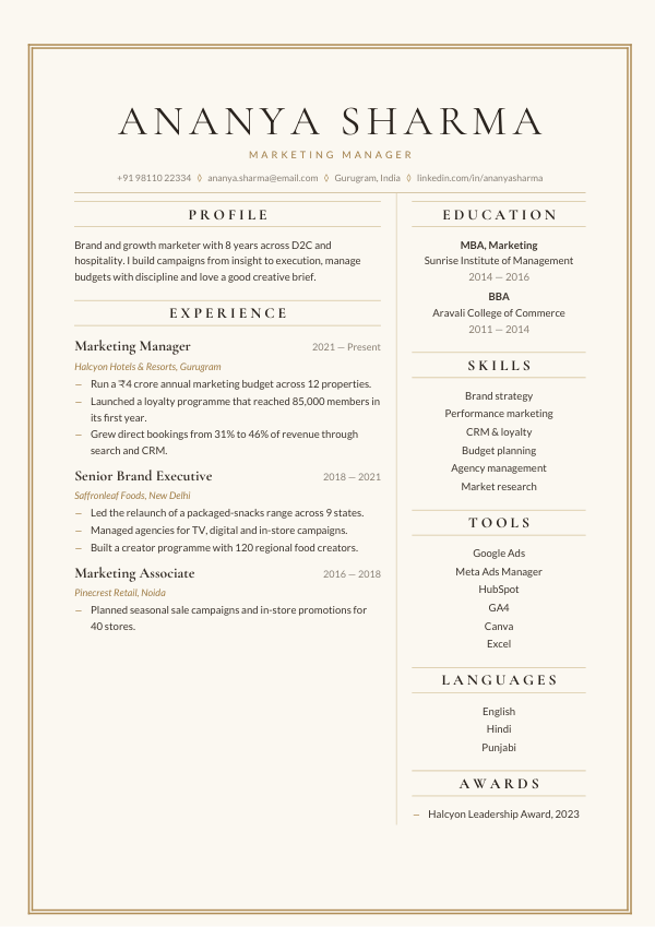 Aurelian — resume template preview