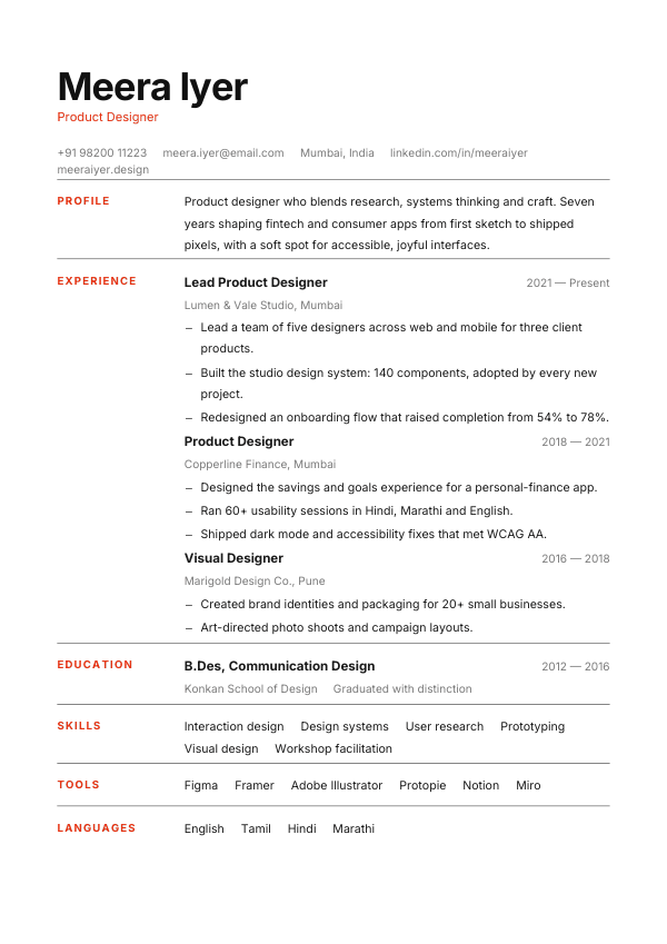 Zurich Grid — resume template preview