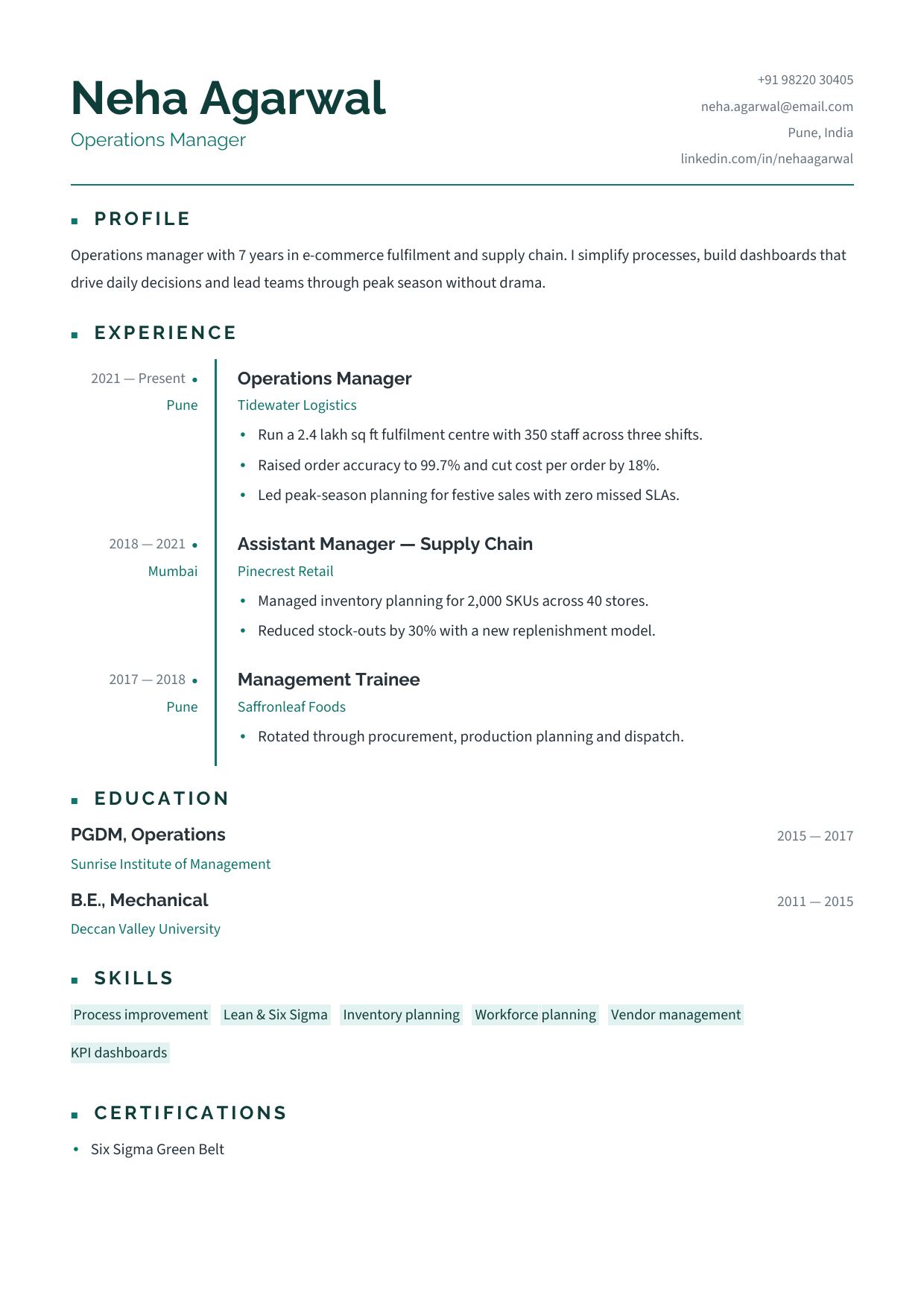 Teal Timeline — page 1 preview