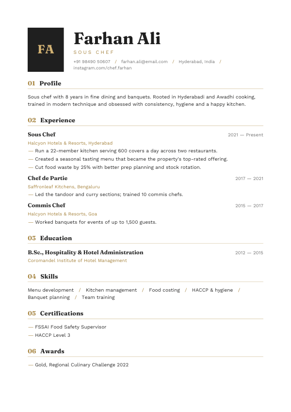 Monogram Suite — resume template preview