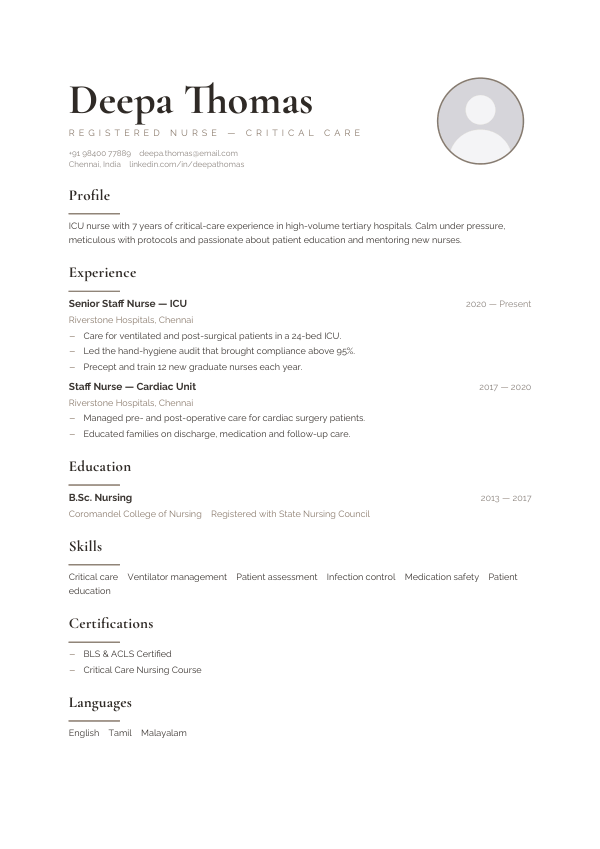 Pearl — resume template preview