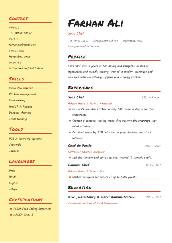 Sticky Note — resume template preview