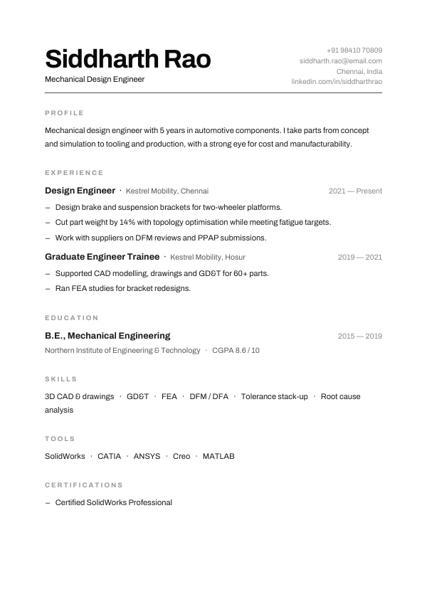 Helvetica Air — resume template preview