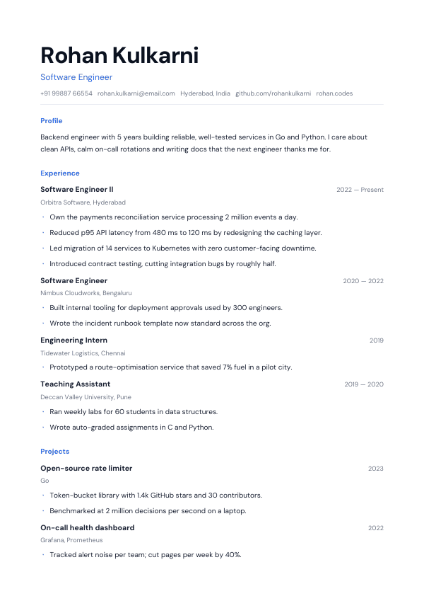 Paper White — resume template preview