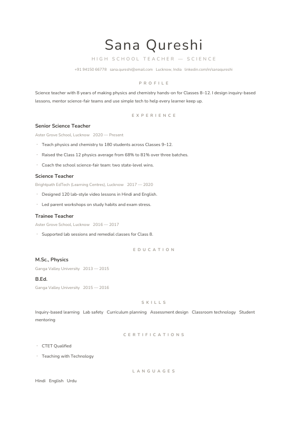Muji — resume template preview