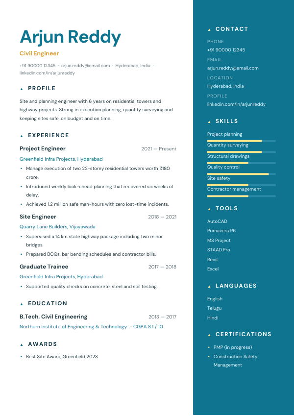 Ocean Duo — resume template preview