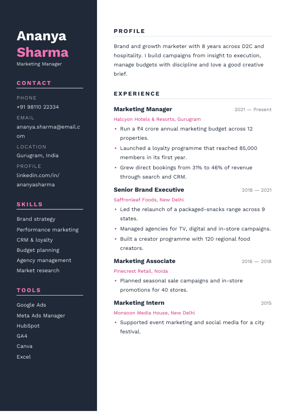 Executive Duo — resume template preview