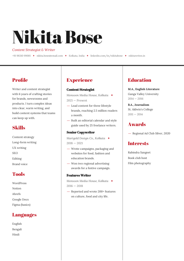 Magazine Cover — resume template preview