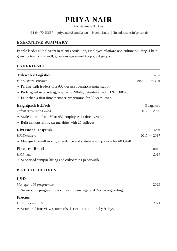ATS Executive (2 pages) — resume template preview