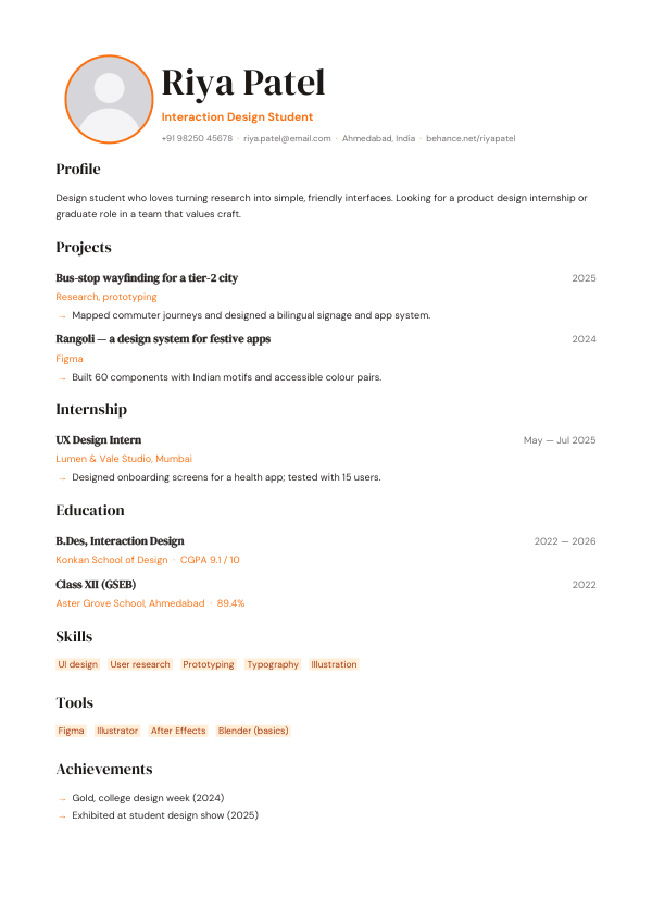 Design Grad — resume template preview