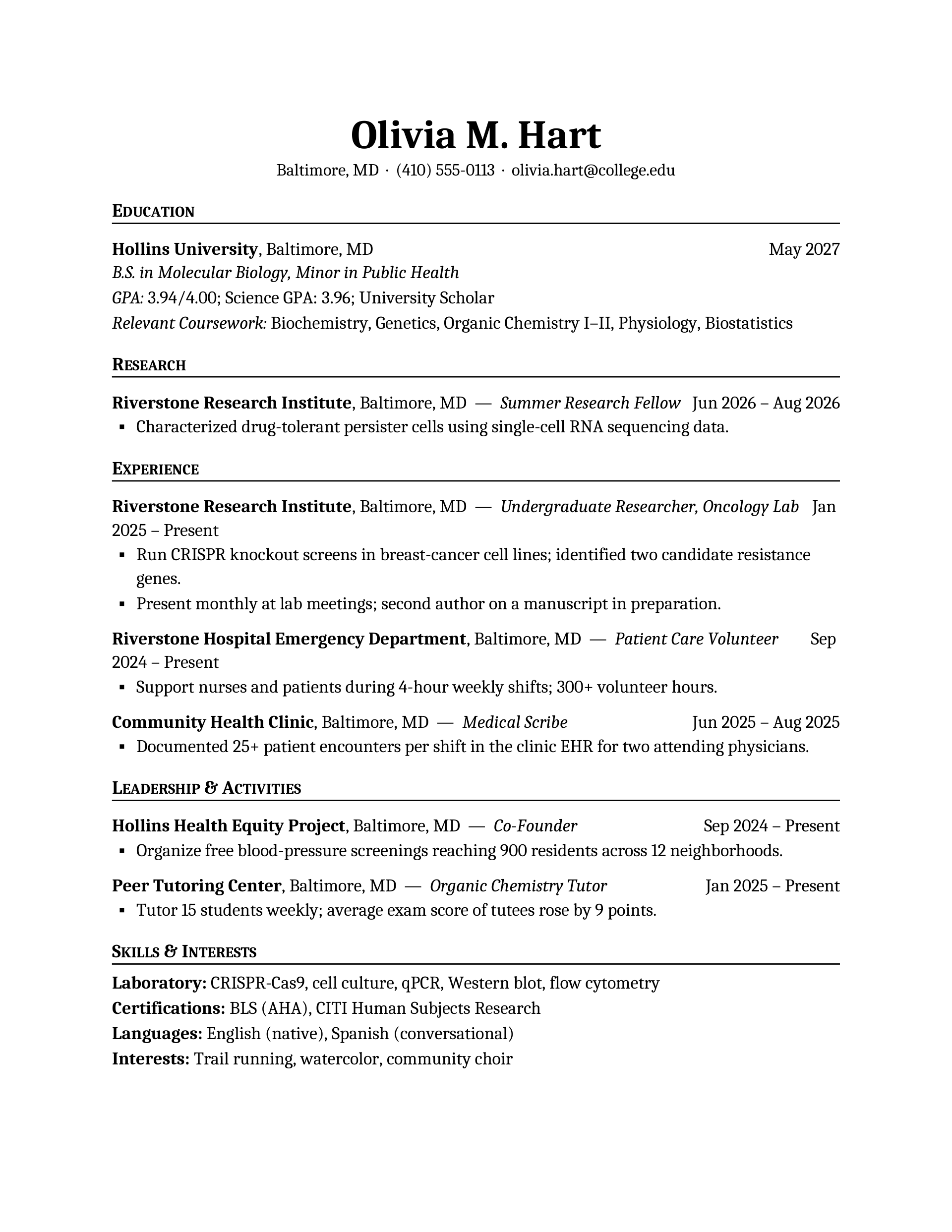 Ivy Quad Press — Pre-med — page 1 preview