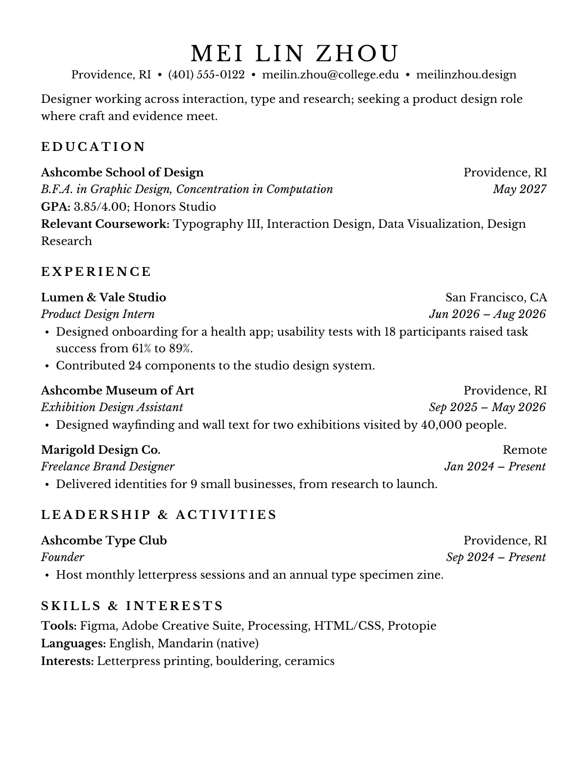 Ivy Charter Folio — Design — resume template preview