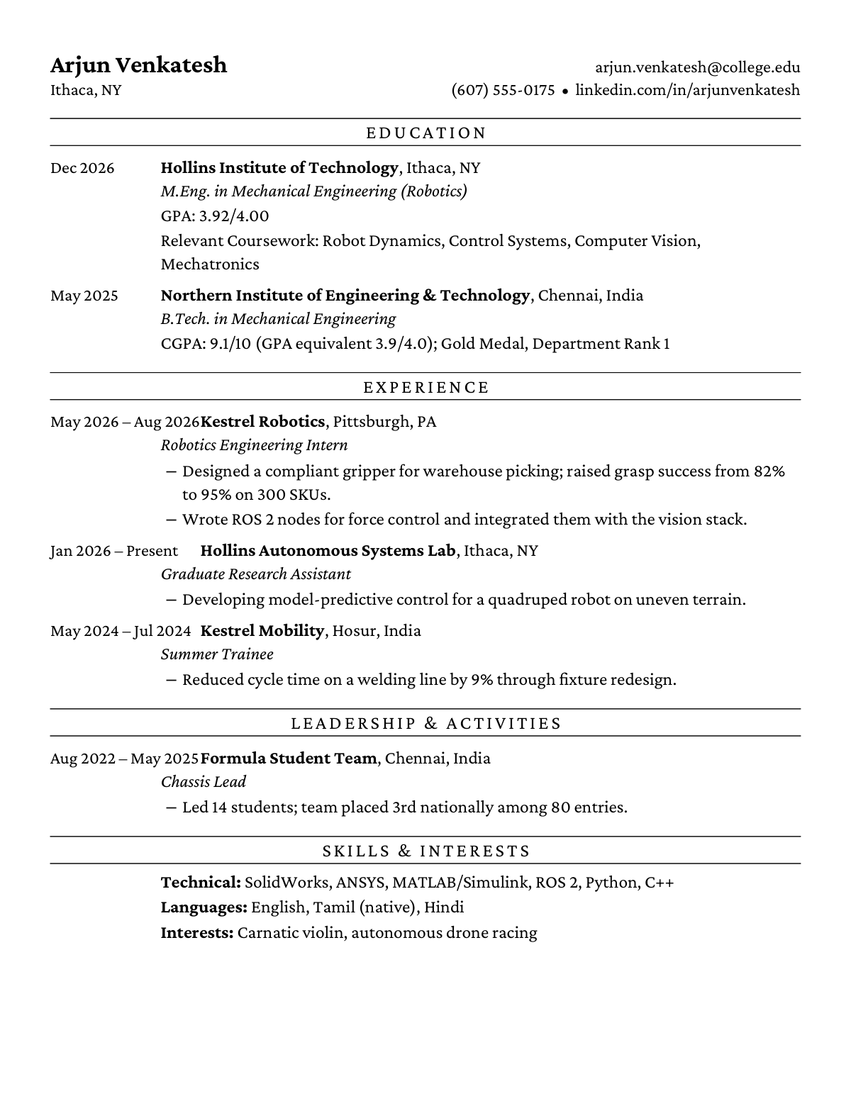 Ivy Oxford Rule Edition — Engineering — resume template preview