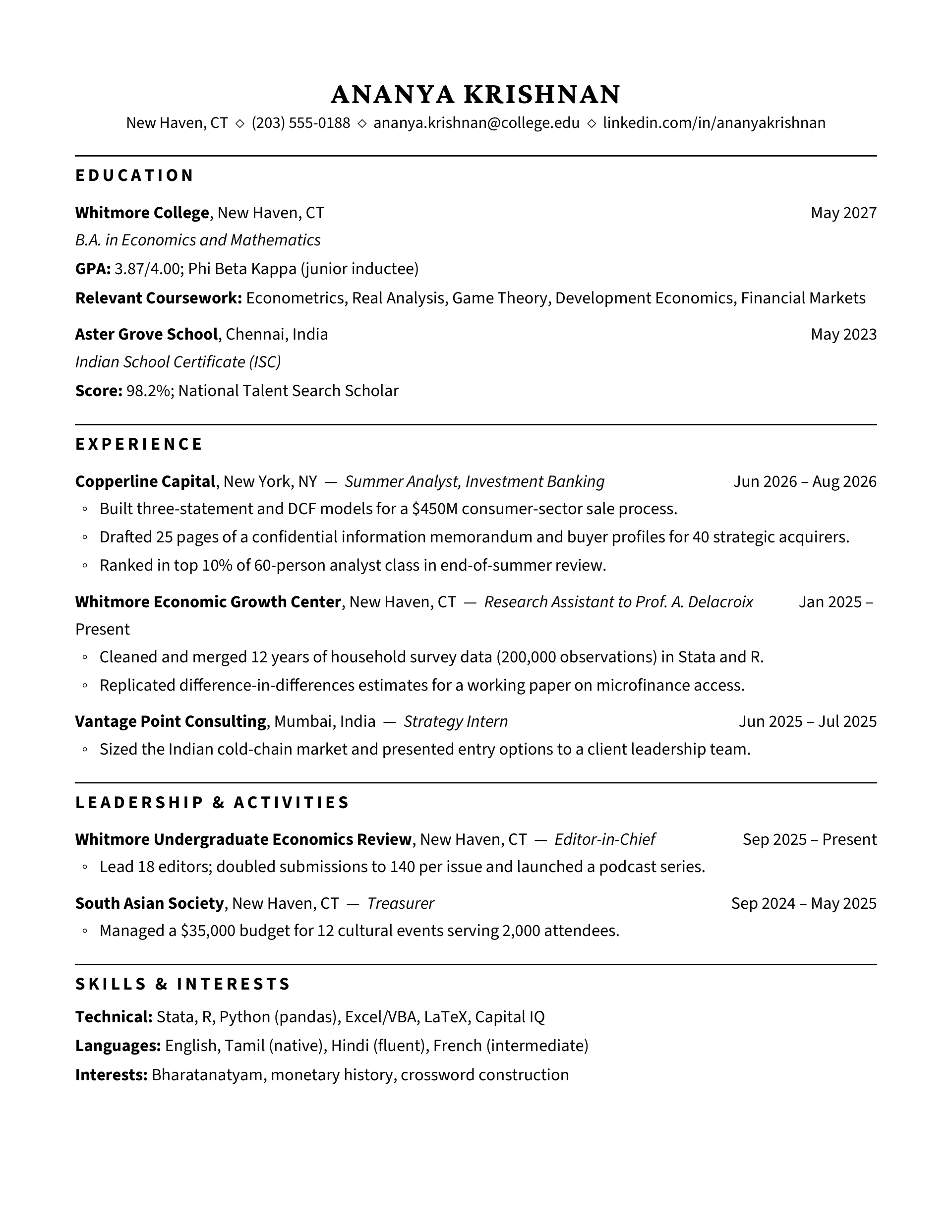 Ivy Harbor Folio — Economics — page 1 preview