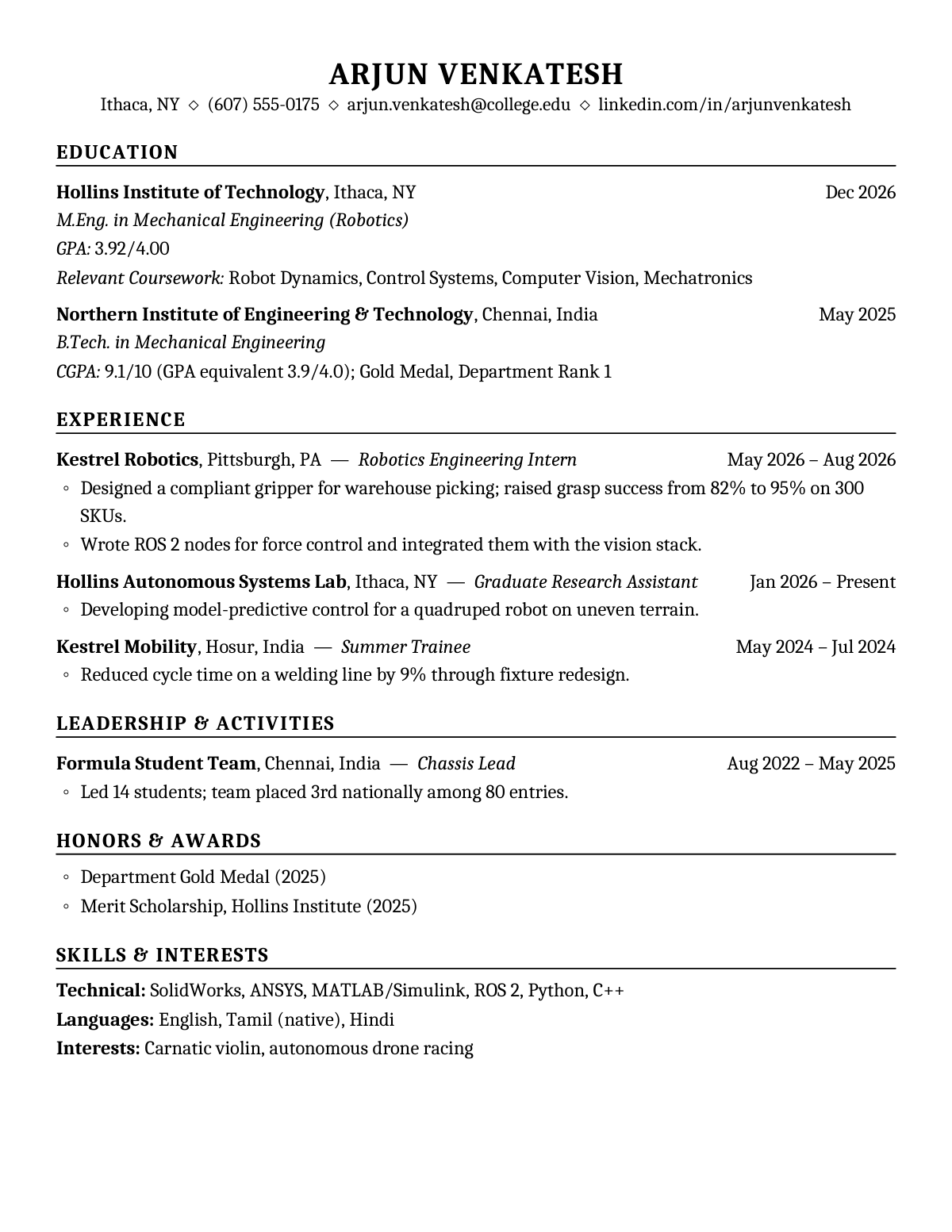 Ivy Meridian Press — Engineering — resume template preview