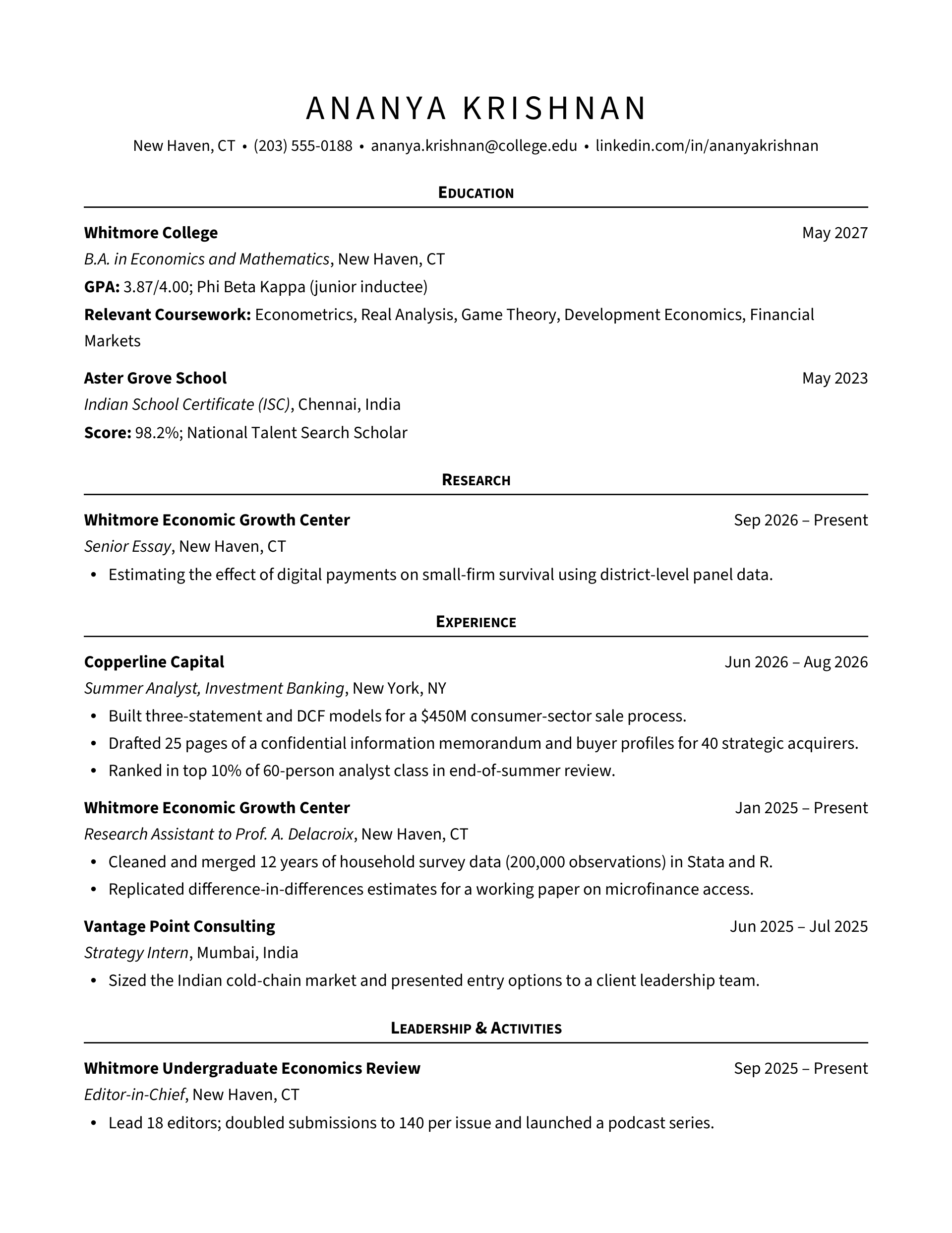 Ivy Charter Format — Economics — page 1 preview