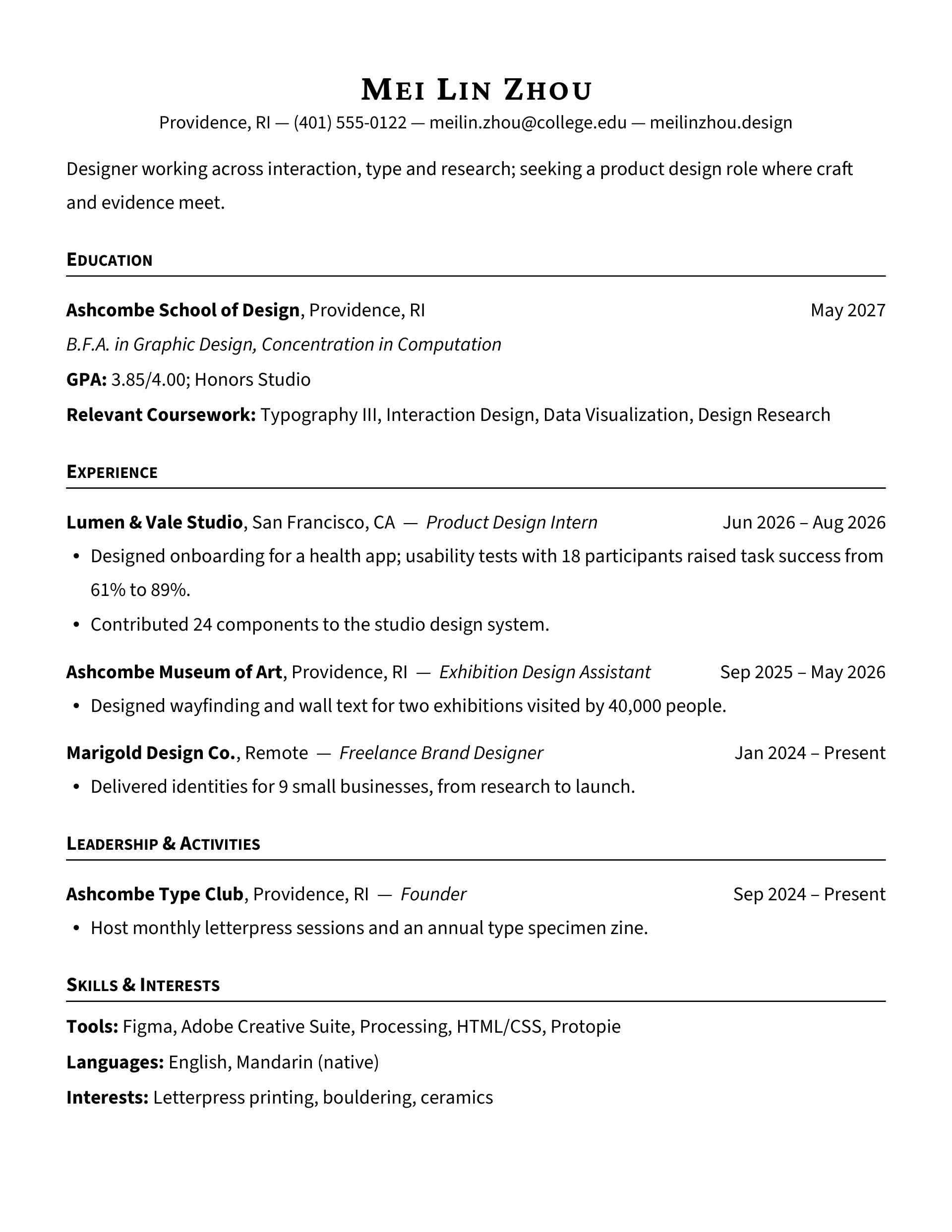 Ivy Old Campus Folio — Design — page 1 preview