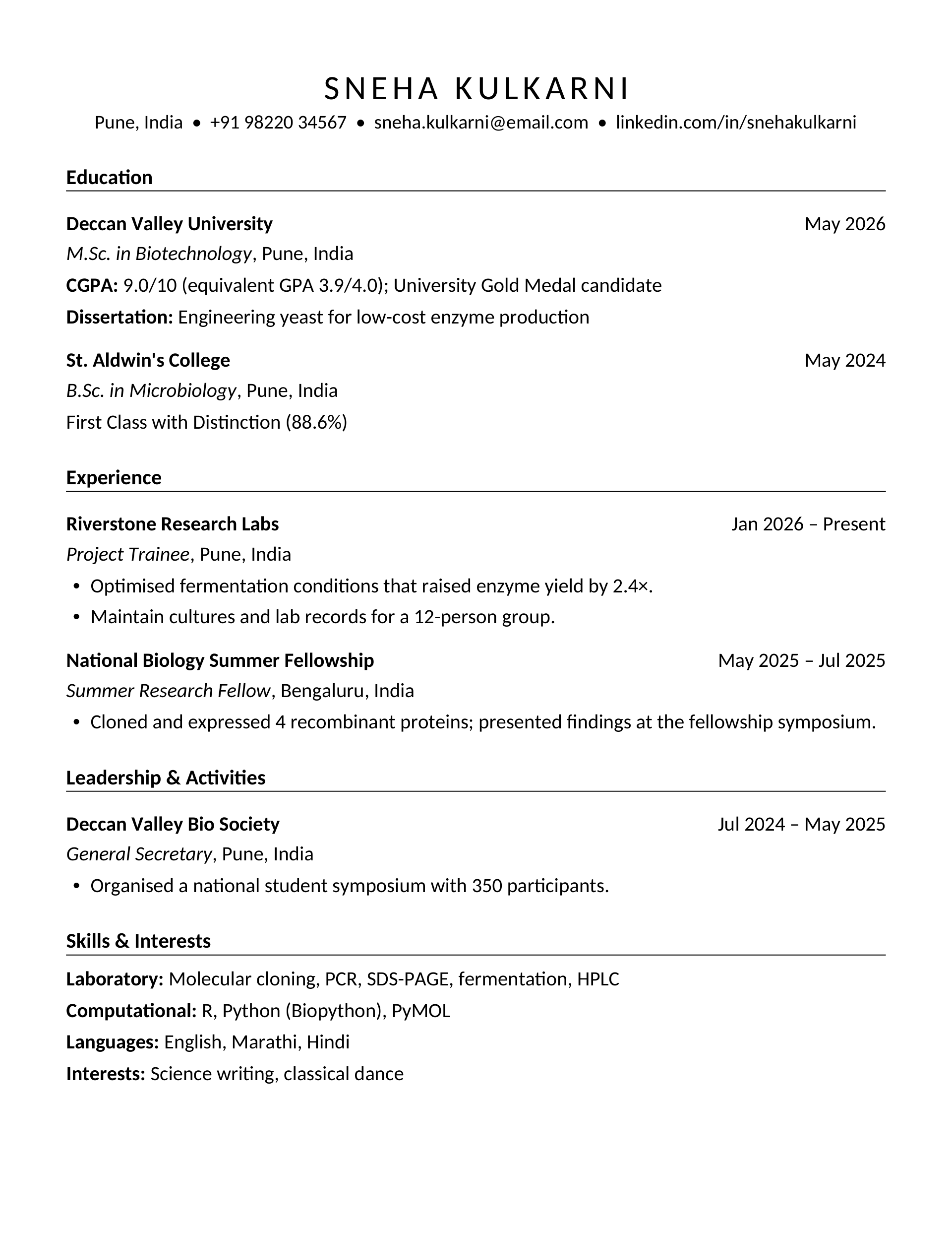 Ivy Linden Standard — Biology (India) — page 1 preview