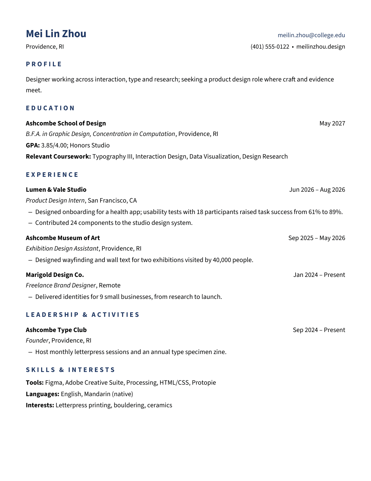 Ivy Crimson Format — Design — resume template preview