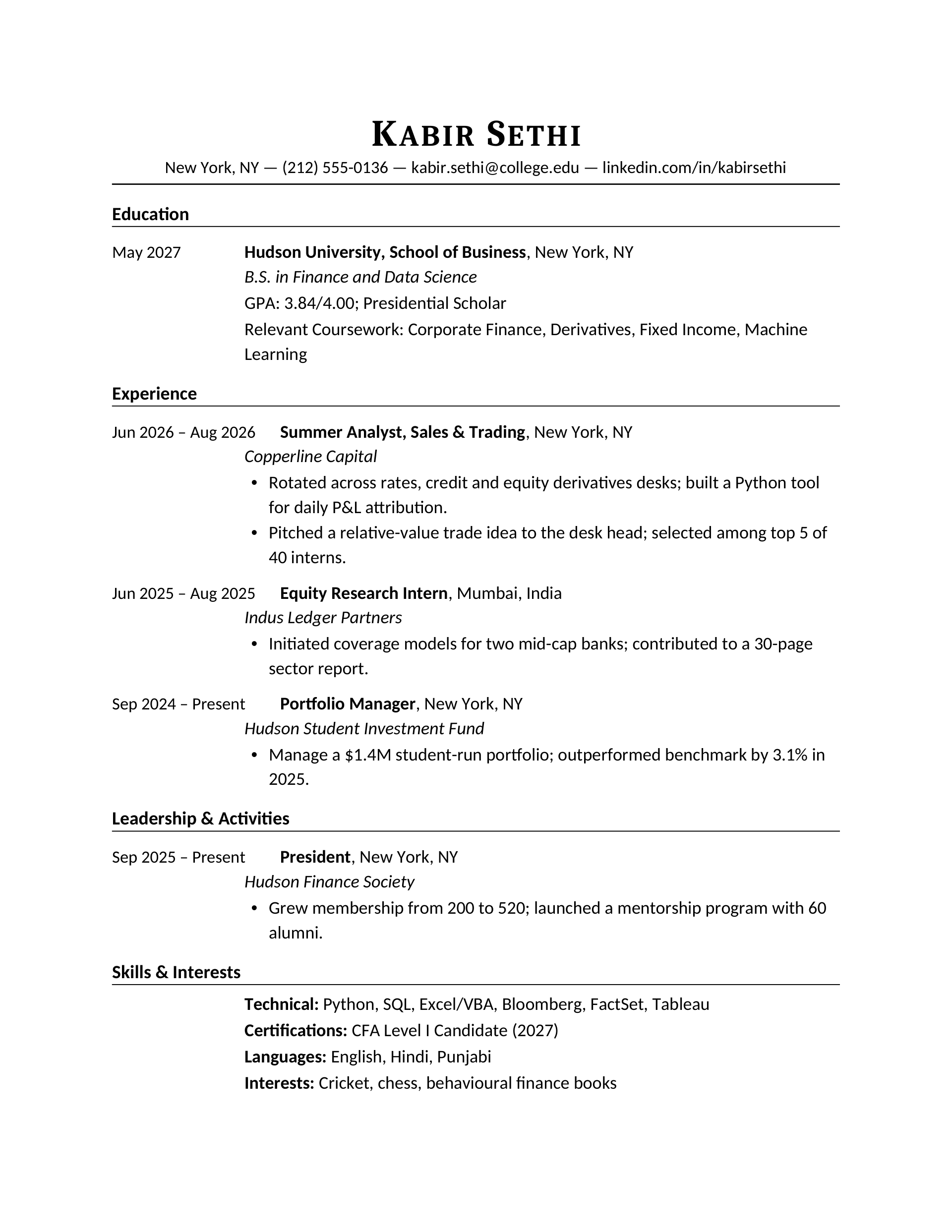 Ivy Cloister Sheet — Finance — page 1 preview