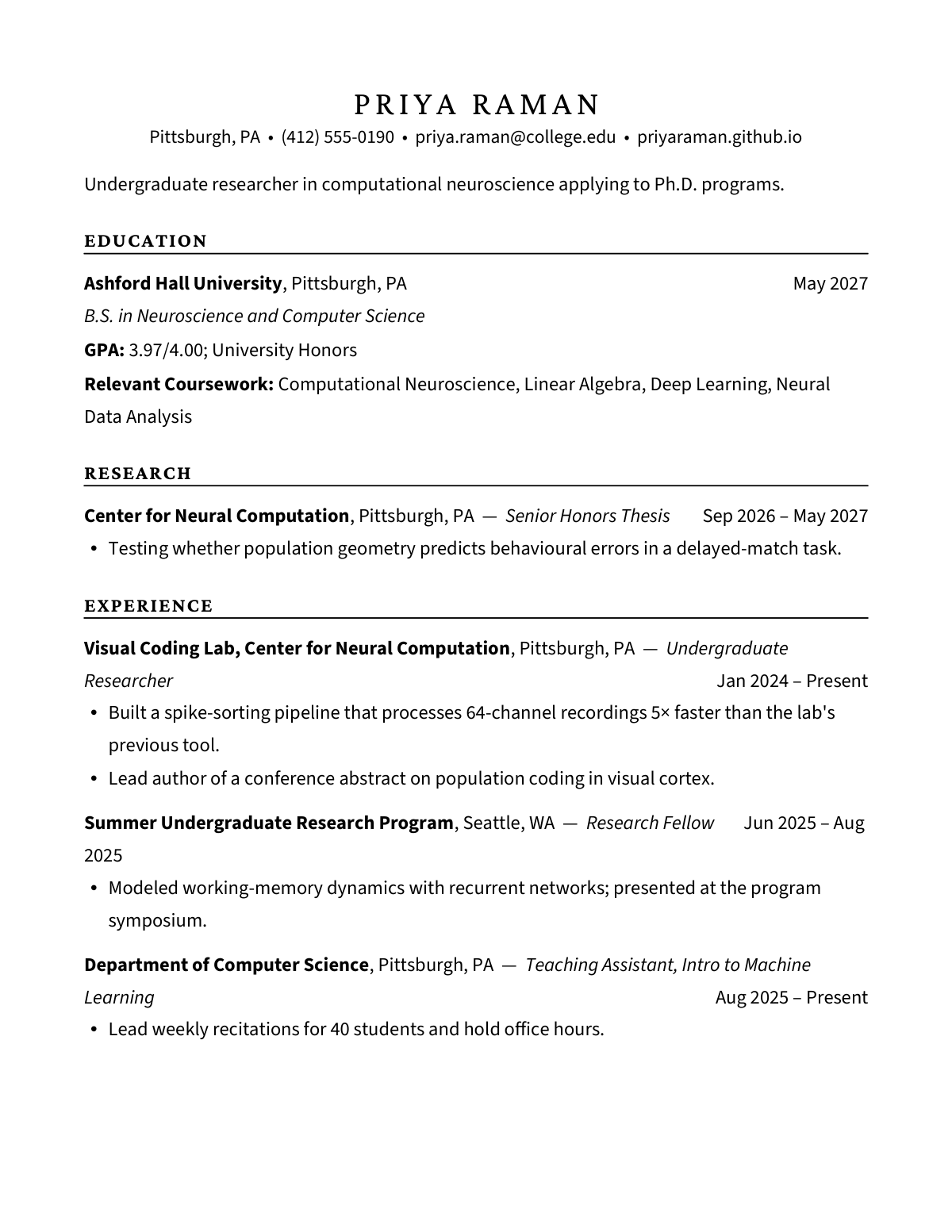 Ivy Charter Folio — Research — resume template preview