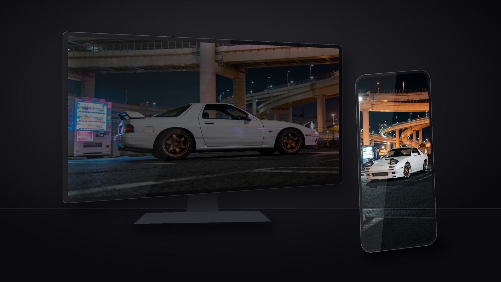 Tokyo Tuner on a phone and a monitor