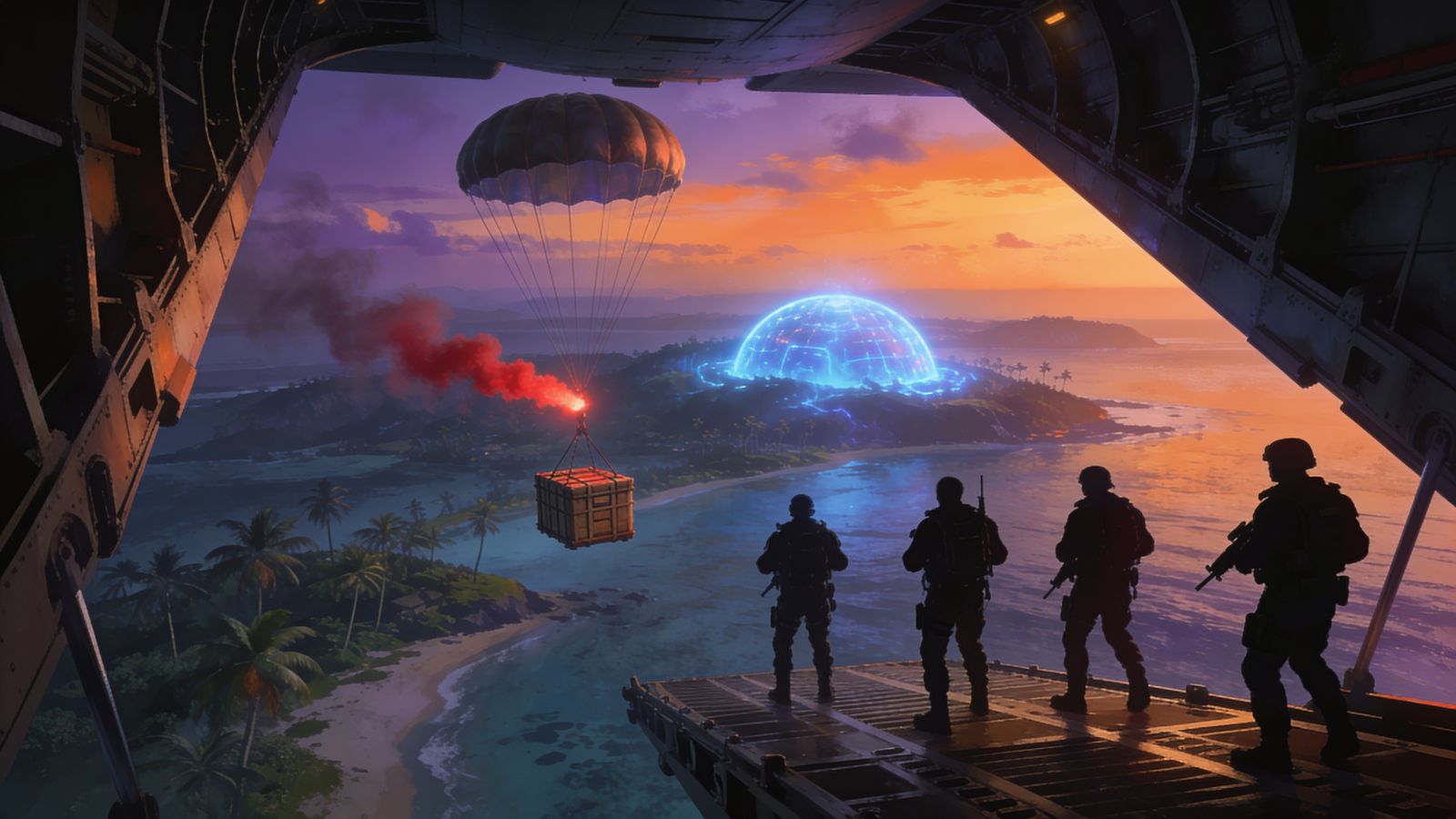 Drop Zone Sunset — 4K desktop wallpaper preview