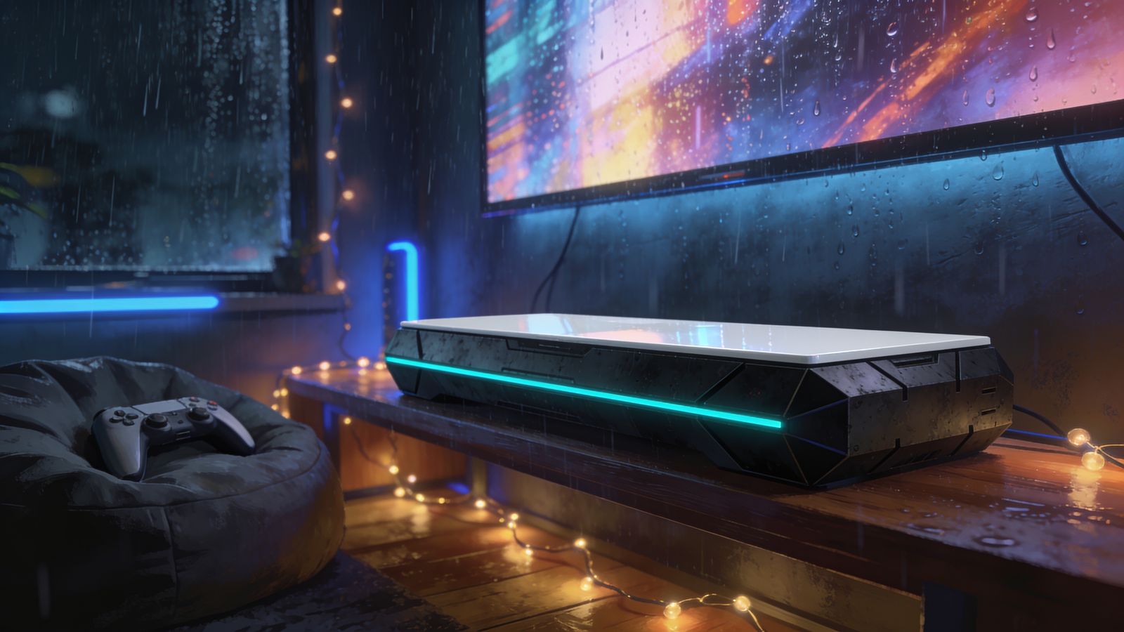 Midnight Gaming Den — 4K desktop wallpaper preview