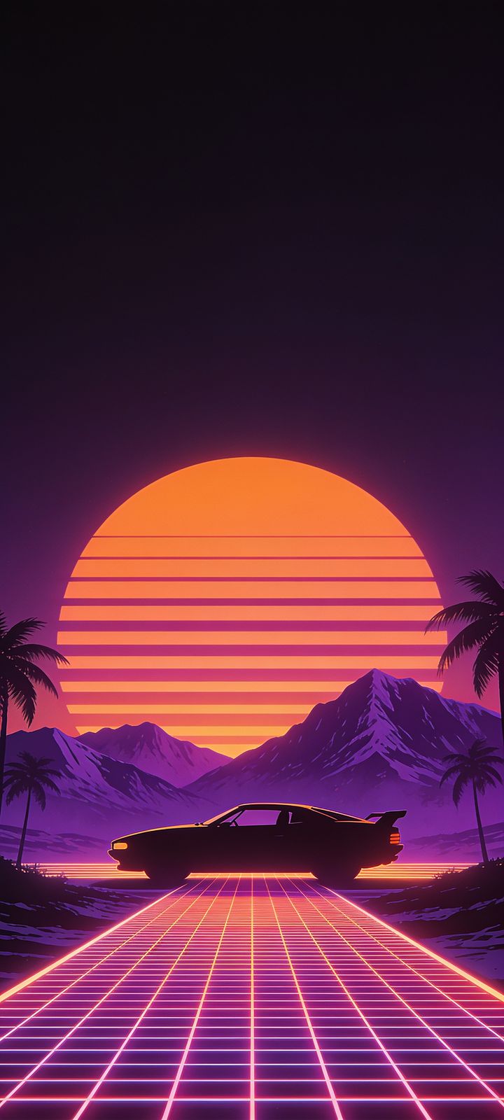 Synthwave Drive — phone wallpaper preview